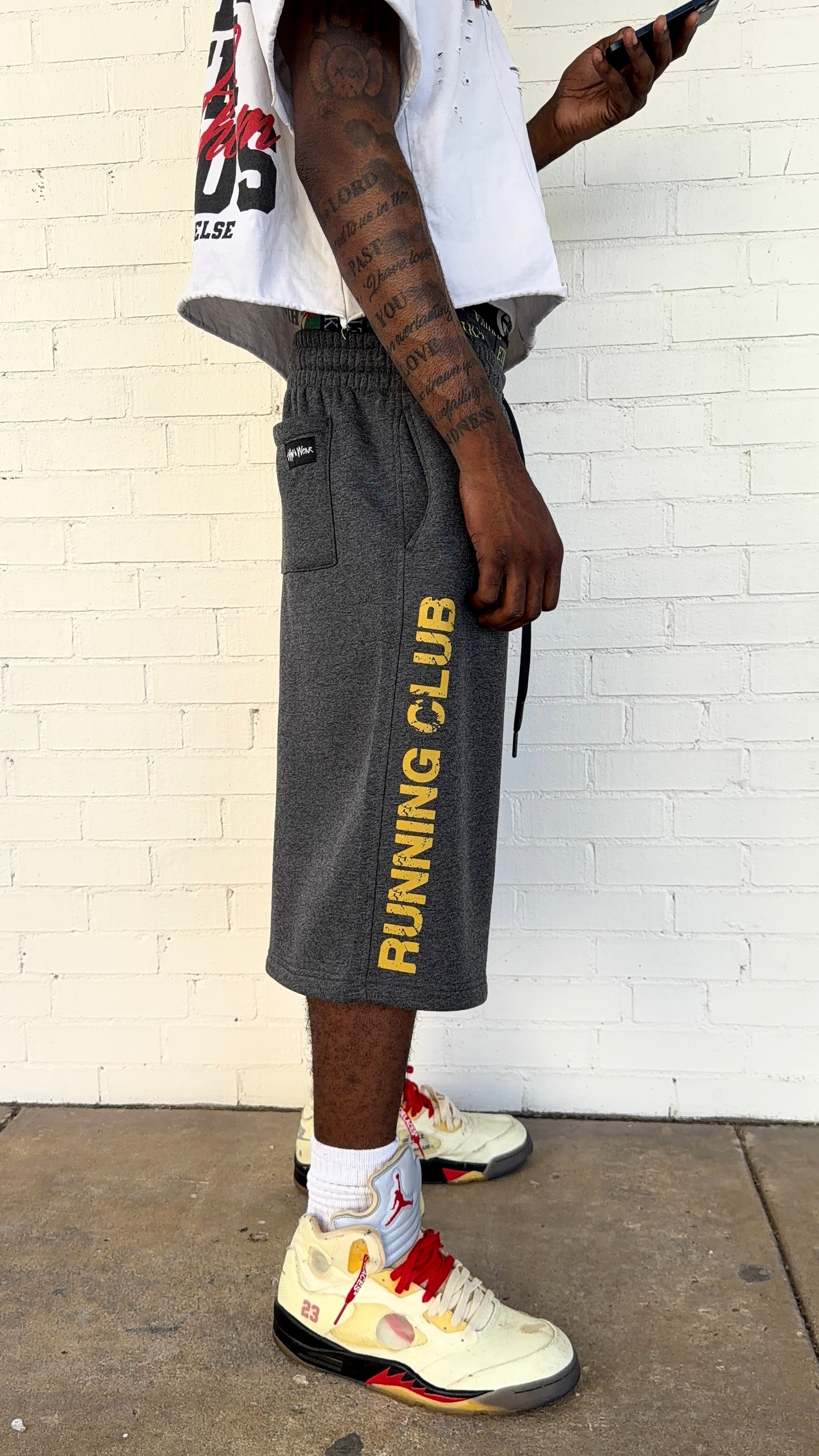 Yellow 3/4 Running Club Shorts