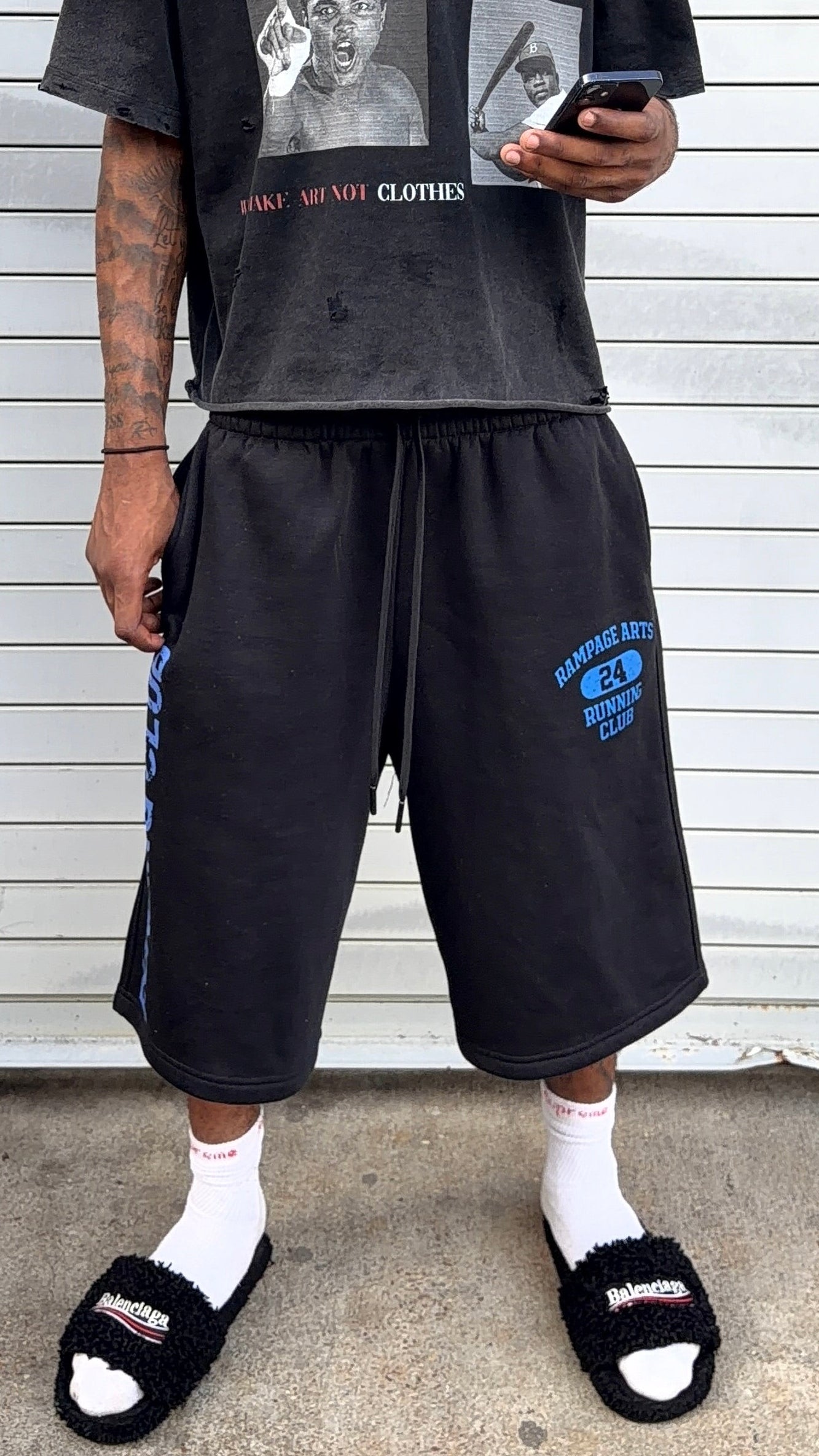 Blue 3/4 Running Club Shorts
